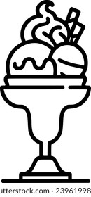 Icono vectorial de helado sundae. signo plano relleno para concepto y signo móviles, símbolo, vector, arte