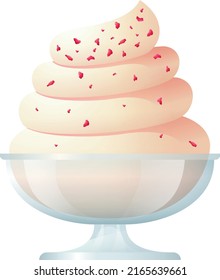 Sundae icon. Cartoon soft ice cream in glass