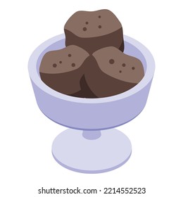 Sundae icon isometric vector. Cream scoop. Cup dessert