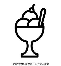 sundae icon outline vector design