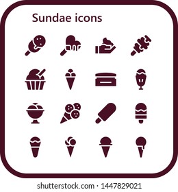 sundae icon set. 16 filled sundae icons.  Collection Of - Ice cream, Cream, Sundae