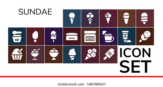 sundae icon set. 19 filled sundae icons.  Collection Of - Ice cream, Cream
