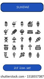 sundae icon set. 25 filled sundae icons.  Simple modern icons about  - Ice cream, Sundae, Cream, Gummy bear