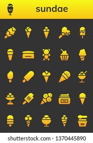 sundae icon set. 26 filled sundae icons.  Collection Of - Ice cream, Sundae, Cream, Gummy bear