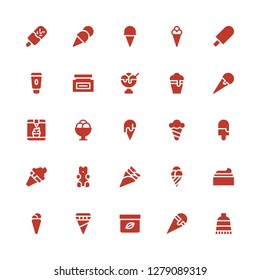 sundae icon set. Collection of 25 filled sundae icons included Cream, Ice cream, Gummy bear