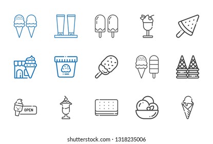 sundae icons set. Collection of sundae with ice cream, cream. Editable and scalable sundae icons.