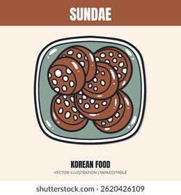 Sundae korean food vector illustration