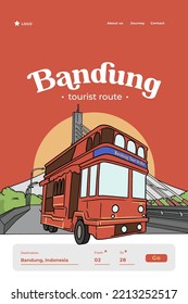 Sundanese Bandung tourism hand drawn illustration for social media post