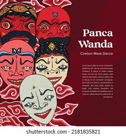 sundanese culture traditional mask called pancawanda hand drawn illustration