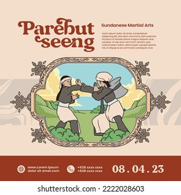 Sundanese Parebut Seeng Martial Art illustration for social media post