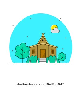 Sundanese traditional house Flat vector illustration, Flat Line design graphic image concept