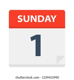 Sunday 1 - Calendar Icon - Vector Illustration