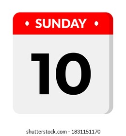 Sunday 10 calendar icon vector 