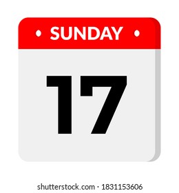 Sunday 17 calendar icon vector illustration