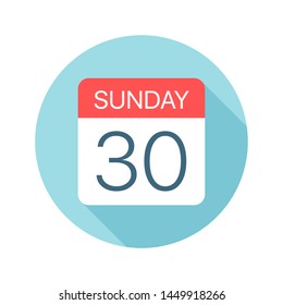 Sunday 30 - Calendar Icon - Vector Illustration