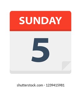 Sunday 5 - Calendar Icon - Vector Illustration
