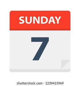 Sunday 7 - Calendar Icon - Vector Illustration