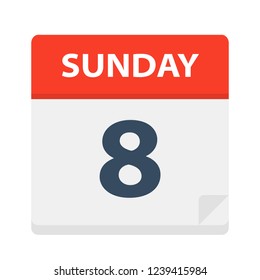 Sunday 8 - Calendar Icon - Vector Illustration