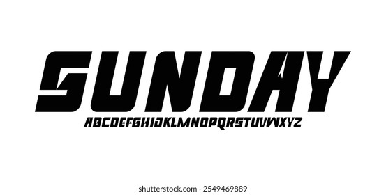 Sunday, Abstract technology futuristic alphabet font. digital space typography vector illustration design