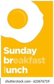 Sunday Breakfast and Lunch Brunch Typography With Fried Egg  