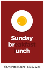 Sunday Breakfast and Lunch Brunch Typography With Fried Egg  