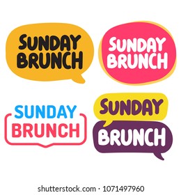 Sunday brunch. Set of hand drawn badges, icons. Vector illustrations on white background.