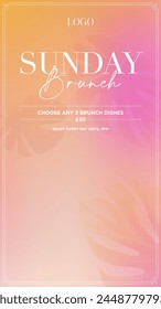 Sunday Brunch Summer Tropical Buffet Restaurant Banner Digital Poster Rollup TV Screen Mobile Screen Background Template 1280x720 1080x1920 16:9