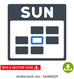 Sunday Calendar Grid icon. Vector EPS illustration style is flat iconic bicolor symbol, smooth blue colors.