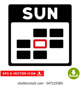 Sunday Calendar Grid icon. Vector EPS illustration style is flat iconic bicolor symbol, intensive red and black colors.
