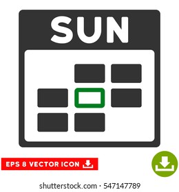 Sunday Calendar Grid icon. Vector EPS illustration style is flat iconic bicolor symbol, green and gray colors.