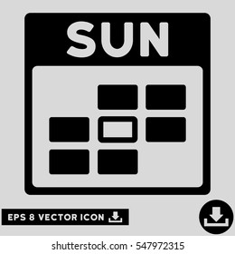Sunday Calendar Grid icon. Vector EPS illustration style is flat iconic symbol, black color.