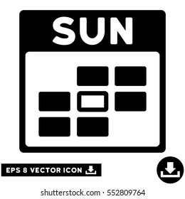 Sunday Calendar Grid icon. Vector EPS illustration style is flat iconic symbol, black color.