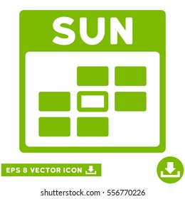 Sunday Calendar Grid icon. Vector EPS illustration style is flat iconic symbol, eco green color.
