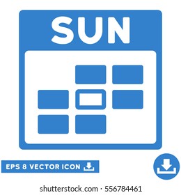 Sunday Calendar Grid icon. Vector EPS illustration style is flat iconic symbol, cobalt color.