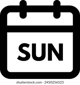 Sunday calendar icon isolated on white background . Sunday icon vector
