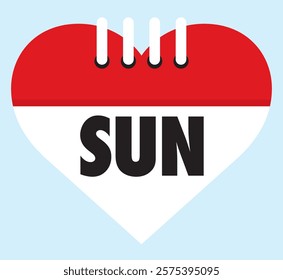 Sunday calendar icon on light sky blue background. color of the sunday is red.
