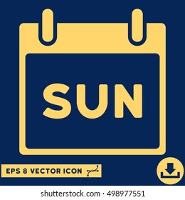 Sunday Calendar Page icon. Vector EPS illustration style is flat iconic symbol, yellow color.