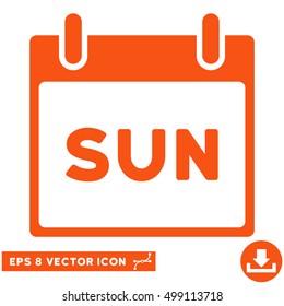 Sunday Calendar Page icon. Vector EPS illustration style is flat iconic symbol, orange color.