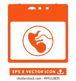 Sunday Calendar Page icon. Vector EPS illustration style is flat iconic symbol, orange color.