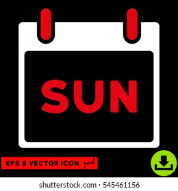 Sunday Calendar Page icon. Vector EPS illustration style is flat iconic bicolor symbol, red and white colors.