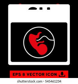 Sunday Calendar Page icon. Vector EPS illustration style is flat iconic bicolor symbol, red and white colors.