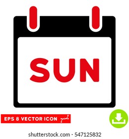 Sunday Calendar Page icon. Vector EPS illustration style is flat iconic bicolor symbol, intensive red and black colors.