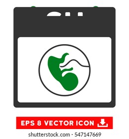 Sunday Calendar Page icon. Vector EPS illustration style is flat iconic bicolor symbol, green and gray colors.