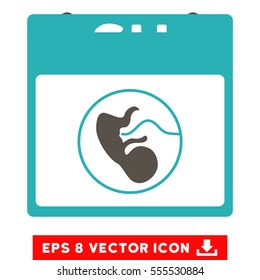 Sunday Calendar Page icon. Vector EPS illustration style is flat iconic bicolor symbol, grey and cyan colors.