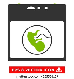 Sunday Calendar Page icon. Vector EPS illustration style is flat iconic bicolor symbol, eco green and gray colors.