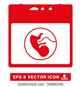Sunday Calendar Page icon. Vector EPS illustration style is flat iconic symbol, red color.