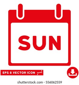Sunday Calendar Page icon. Vector EPS illustration style is flat iconic symbol, red color.