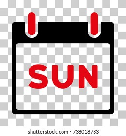 Sunday Calendar Page icon. Vector illustration style is flat iconic bicolor symbol, intensive red and black colors, transparent background. Designed for web and software interfaces.