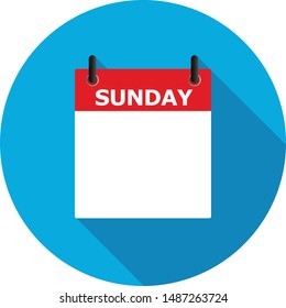 sunday calendar vector flat icon with long shadow