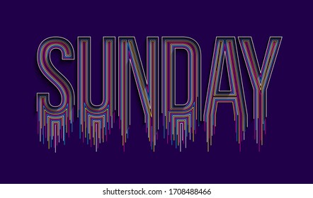 Sunday Calligraphic line art Text shopping poster vector illustration Design.